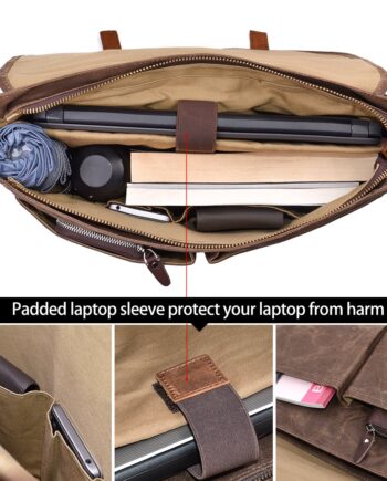 NEWHEY Męska torba listonoszka na ramię na laptopa wodoodporna teczka na komputer notebook vintage tornister designerskie szkolne torby robocze 15,6 skóra