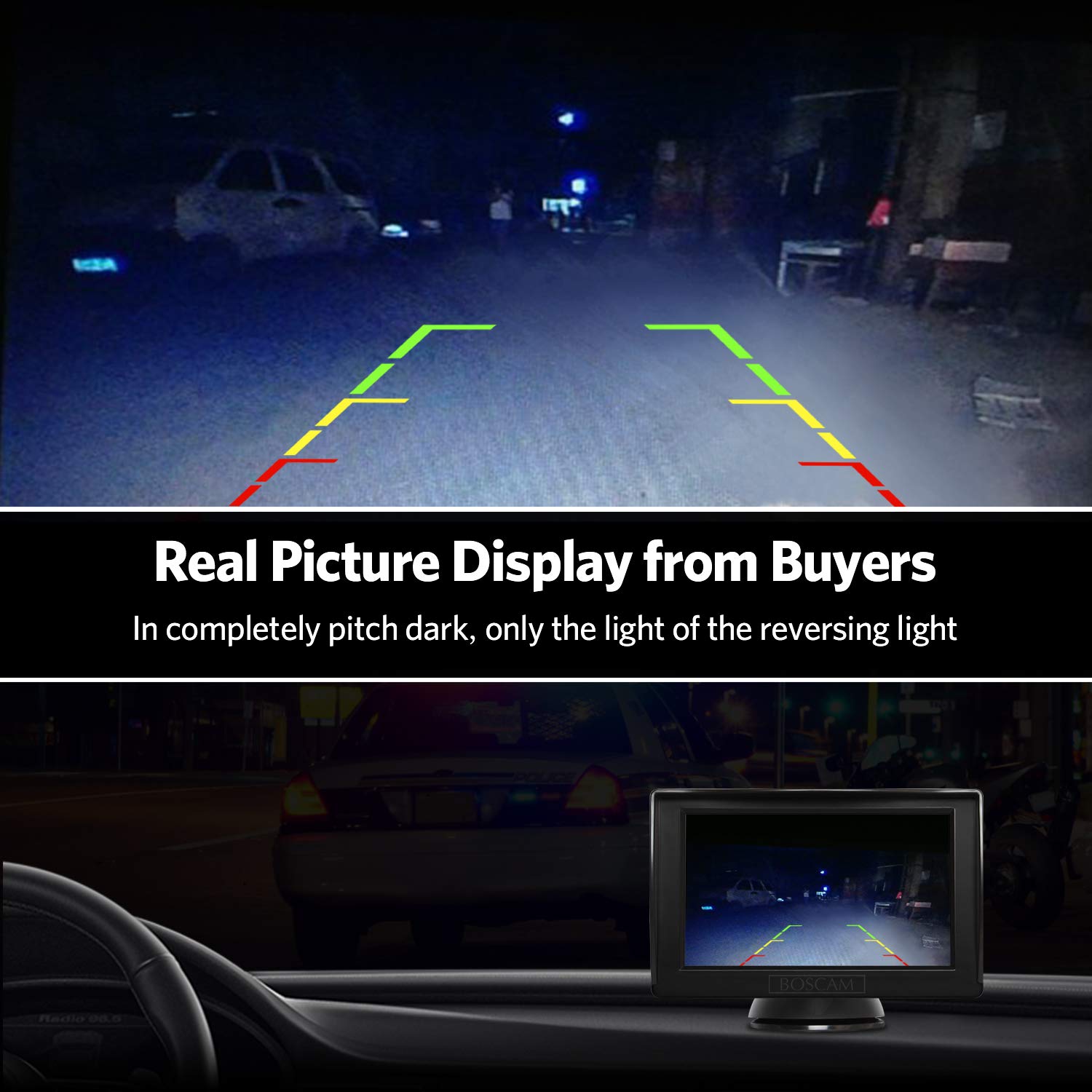 BOSCAM K1 bezprzewodowa kamera cofania, szerokokątna, wodoodporna kamera cofania z noktowizją do samochodów osobowych, dostawczych, ciężarówek, autobusów przyczep kempingowych - obrazek 4