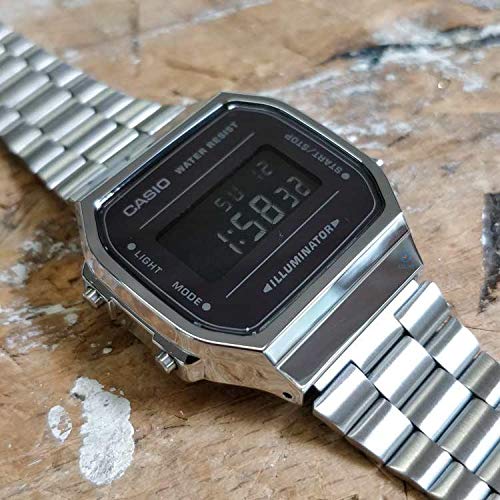 Casio Unisex Erwachsene Digital Quarz Uhr mit Edelstahl Armband A168WEM-1EF - obrazek 4