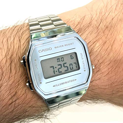 Casio Unisex Erwachsene Digital Quarz Uhr mit Edelstahl Armband A168WEM-7EF - obrazek 3