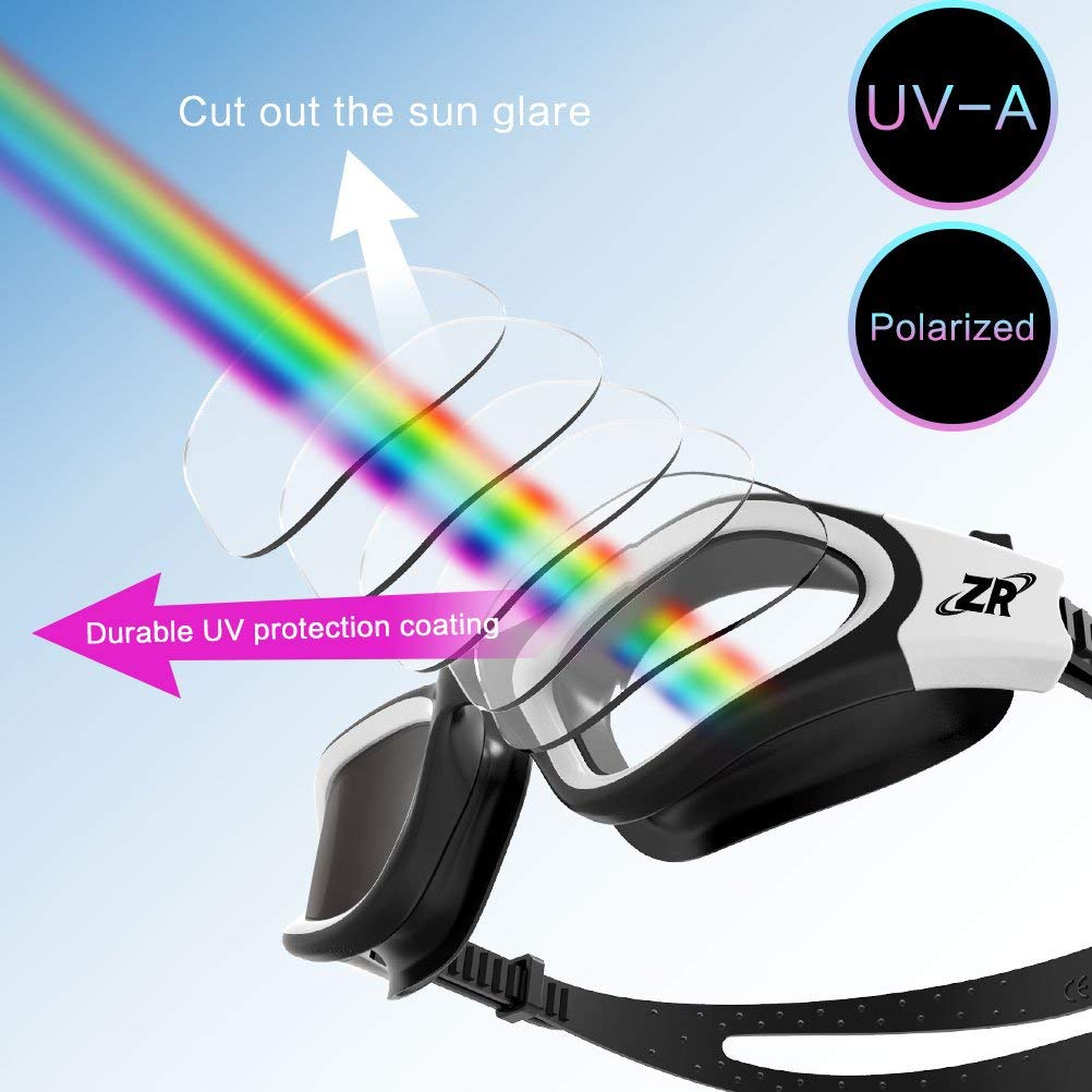 ZIONOR Schwimmbrille für Herren und Damen, G1 Polarisiert Schwimmbrille mit Spiegel/Rauch Linse UV-Schutz Anti Nebel Verstellbar Gurt Komfort Profi Schwimmbrillen für Erwachsene Jugendliche Unisex - obrazek 6