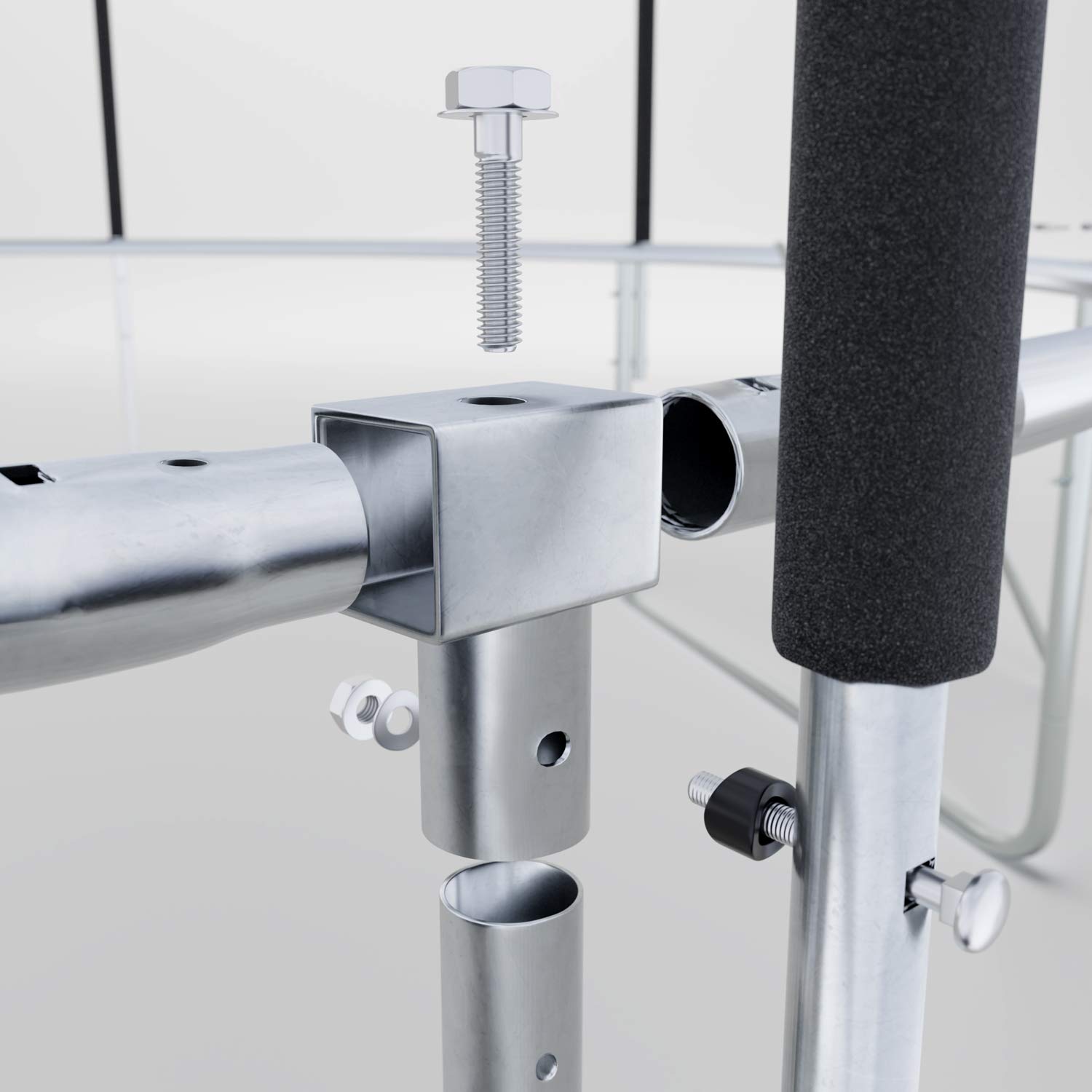 Hop-Sport Gartentrampolin Outdoor Trampolin 244, 305, 366, 430, 490 cm Komplettset inkl. Innennetz Leiter Wetterplane Bodenhaken grün (244 cm) - obrazek 6