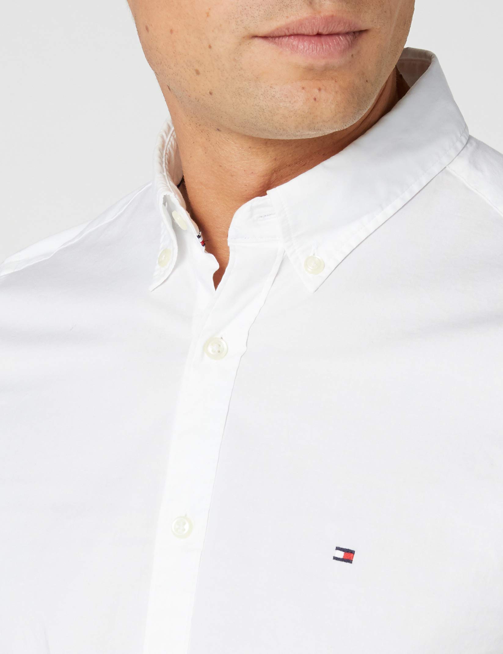 Tommy Hilfiger Herren CORE STRETCH SLIM POPLIN SHIRT Freizeithemd, Weiß (Bright White 100), XX-Large - obrazek 2