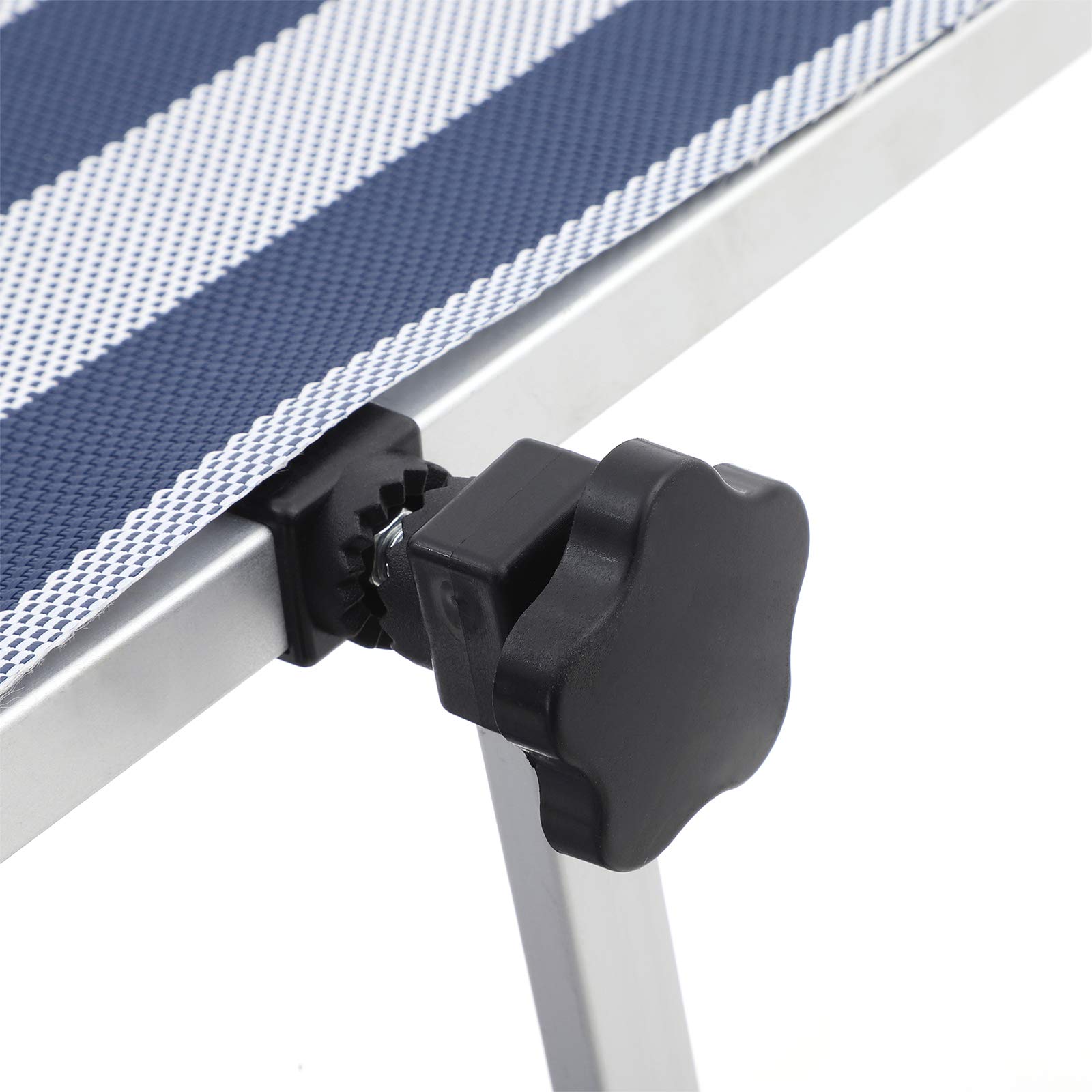 SONGMICS Sonnenliege aus Aluminium, klappbarer Liegestuhl, 193 x 67 x 32 cm, 250 kg max. statische Belastbarkeit, Kunstfasergewebe, Kopfkissen abnehmbar, Sonnendach verstellbar GCB19BU - obrazek 7