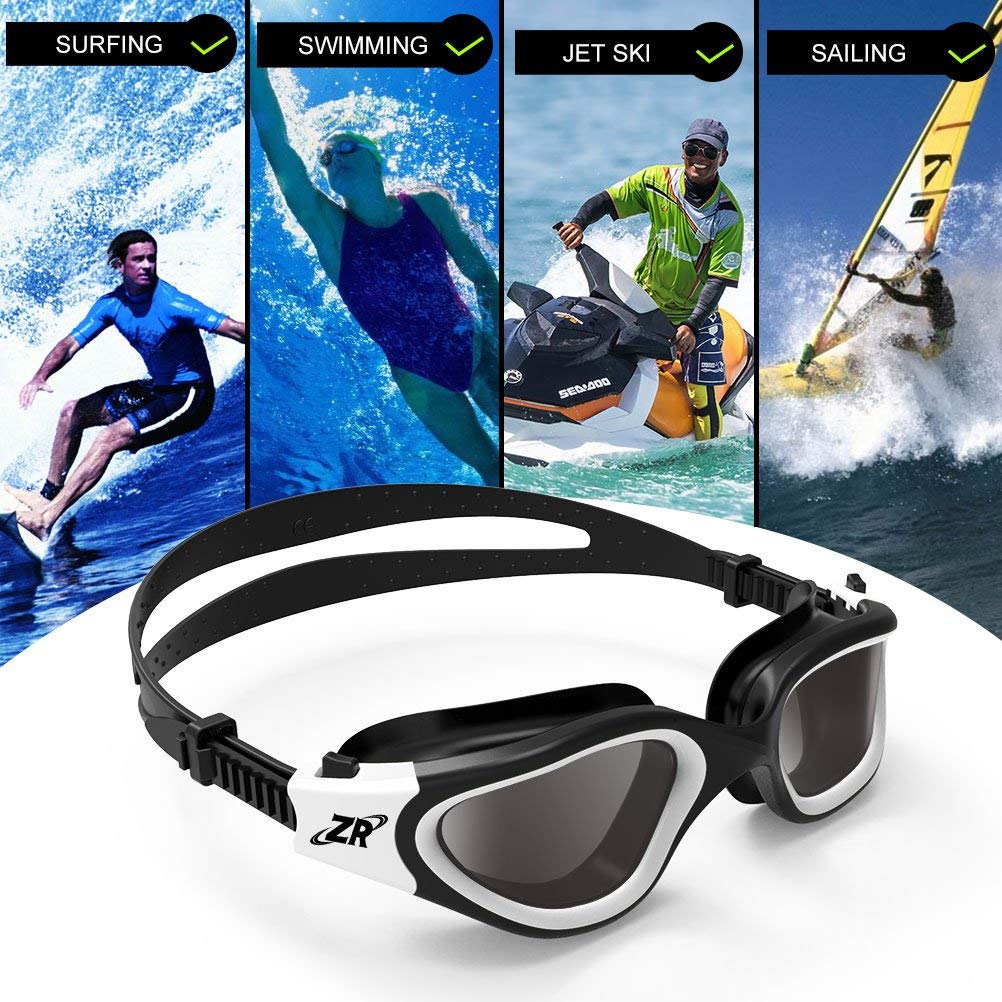ZIONOR Schwimmbrille für Herren und Damen, G1 Polarisiert Schwimmbrille mit Spiegel/Rauch Linse UV-Schutz Anti Nebel Verstellbar Gurt Komfort Profi Schwimmbrillen für Erwachsene Jugendliche Unisex - obrazek 2