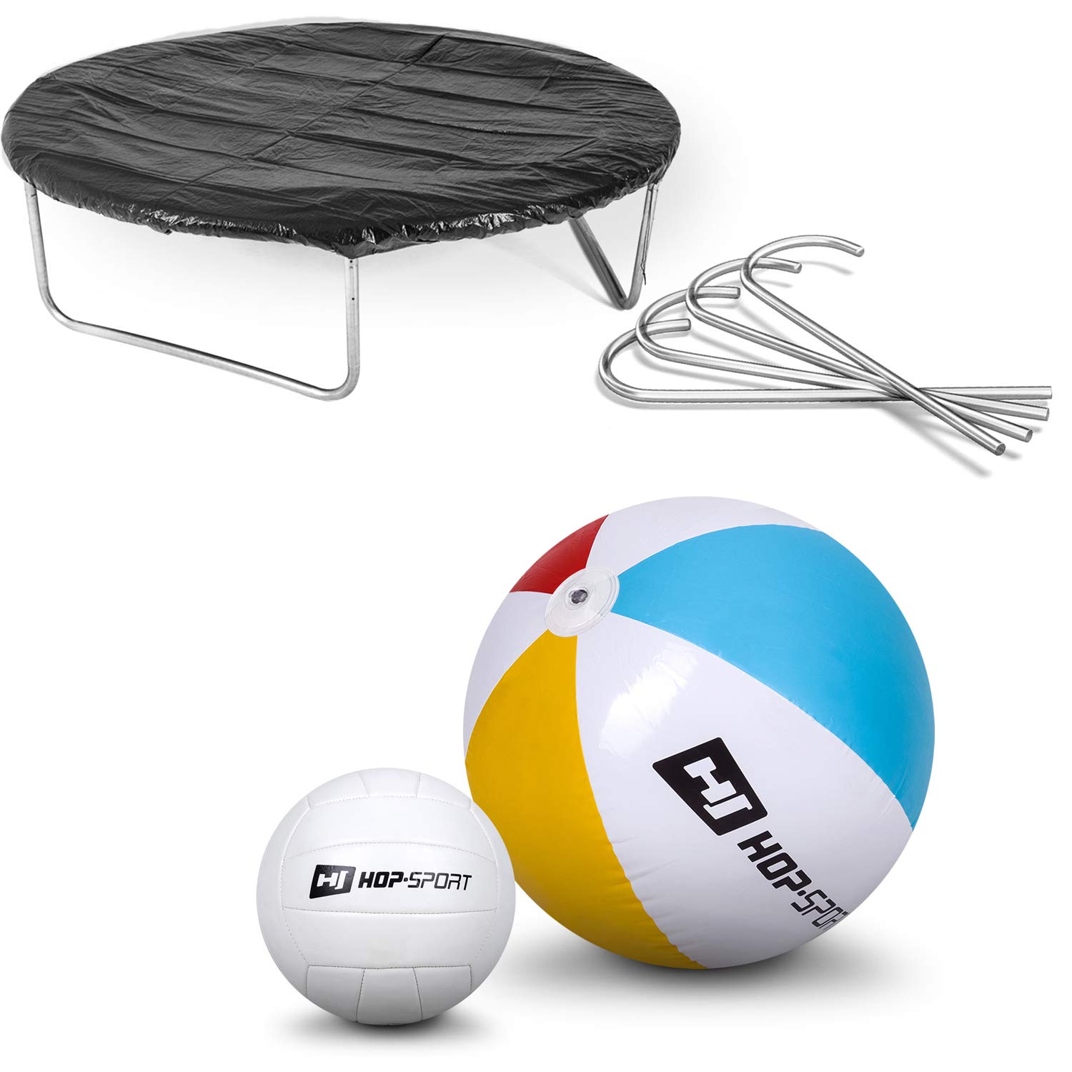 Hop-Sport Gartentrampolin Outdoor Trampolin 244, 305, 366, 430, 490 cm Komplettset inkl. Innennetz Leiter Wetterplane Bodenhaken grün (244 cm) - obrazek 7