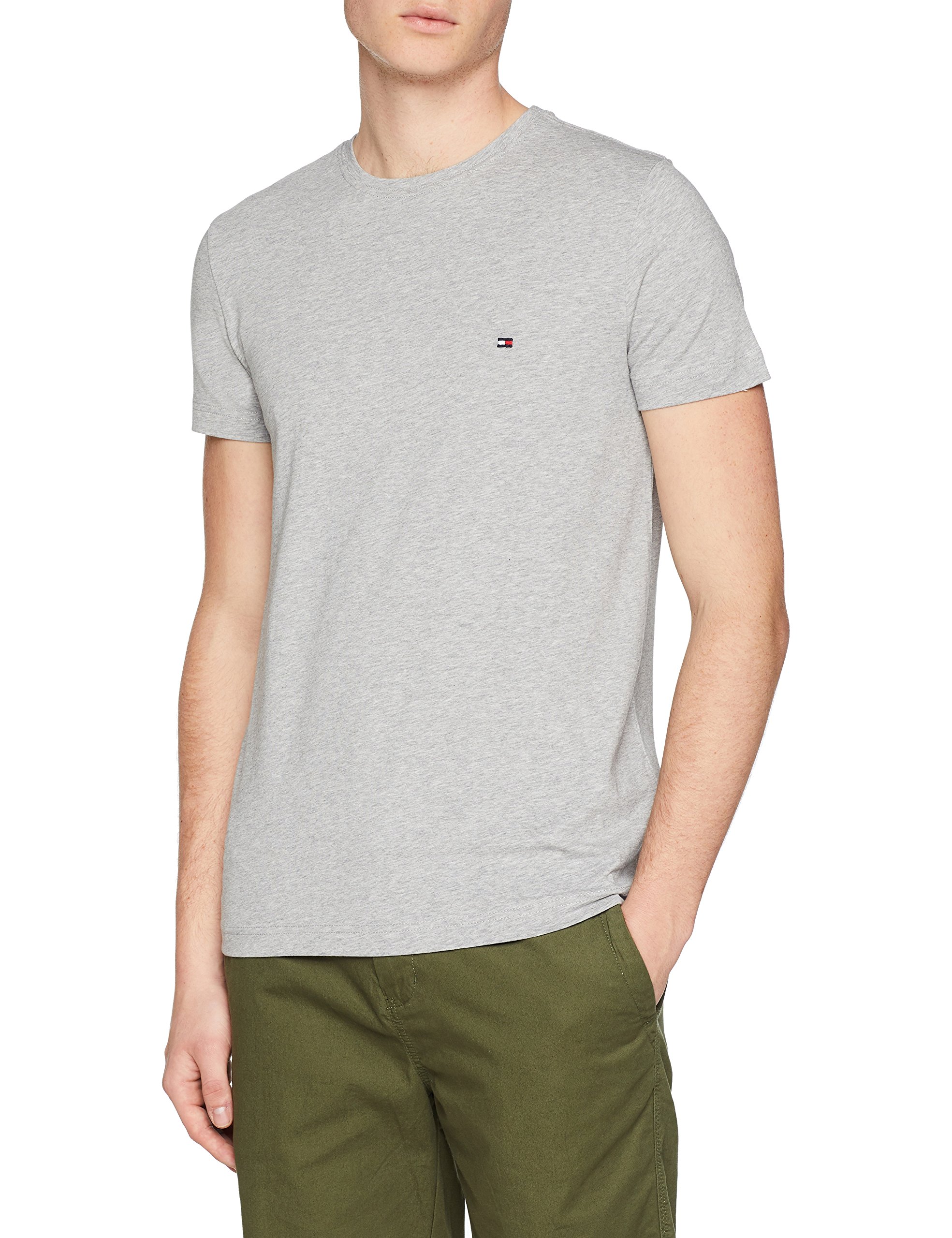 Tommy Hilfiger Herren CORE Stretch Slim CNECK Tee T-Shirt, Grau (Cloud Htr 501), Medium