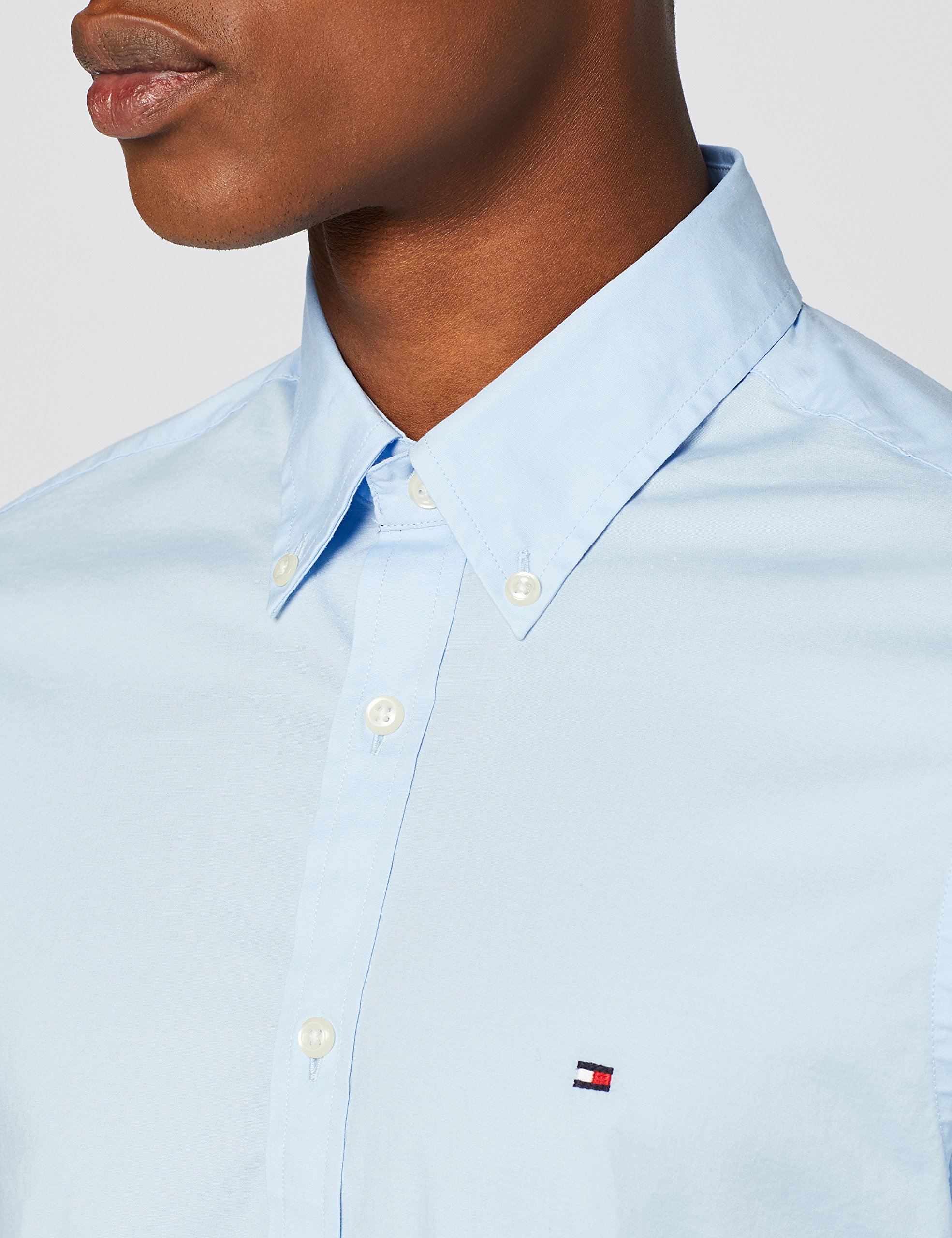 Tommy Hilfiger Herren CORE Stretch Slim POPLIN Shirt Freizeithemd, Blau Blue 474, Large (Herstellergröße: LG) - obrazek 3