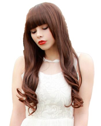 Prettyland C343 - 65cm natürlich leicht gewellt gerade Pony Perücke - braun und schwarz gemischt