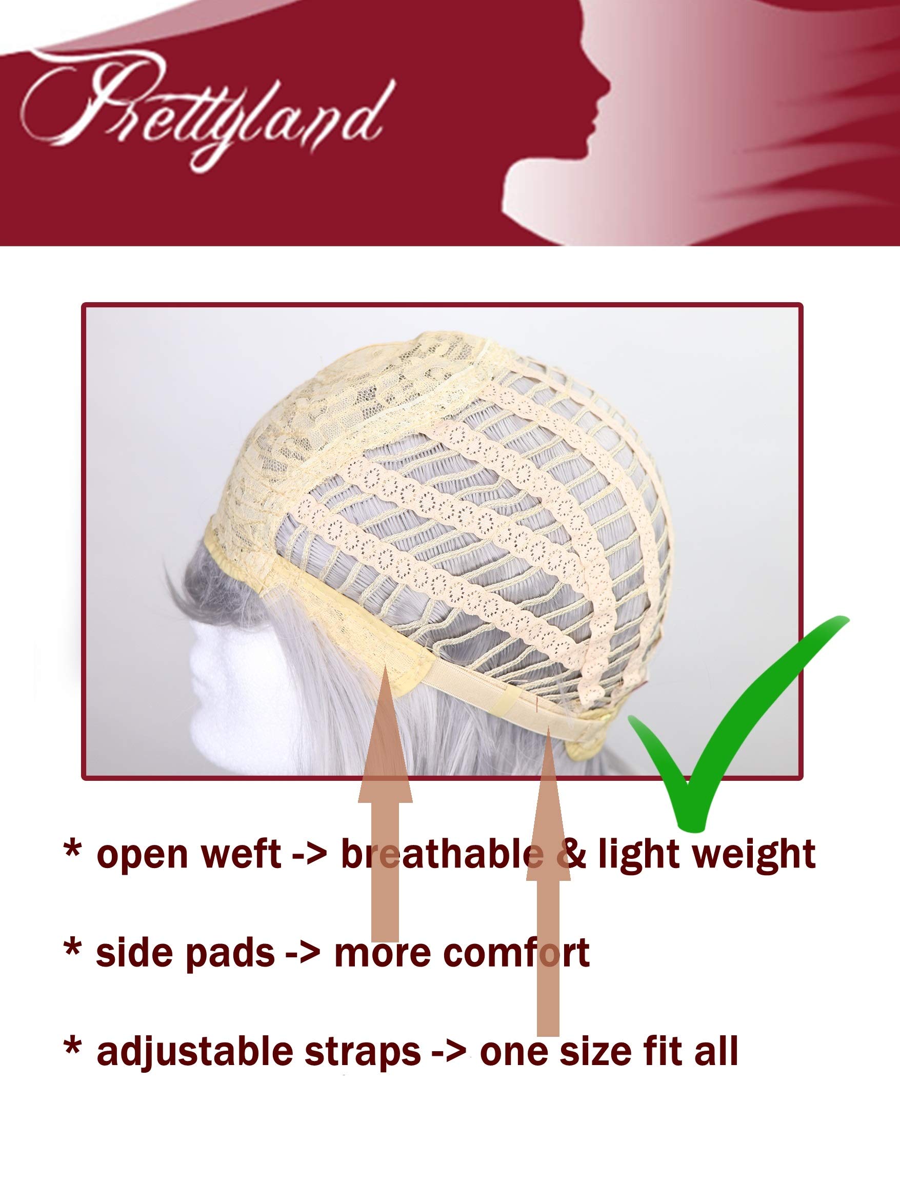 Prettyland 65cm Damska długa peruka Lekko faliste loki Proste grzywki - obrazek 3