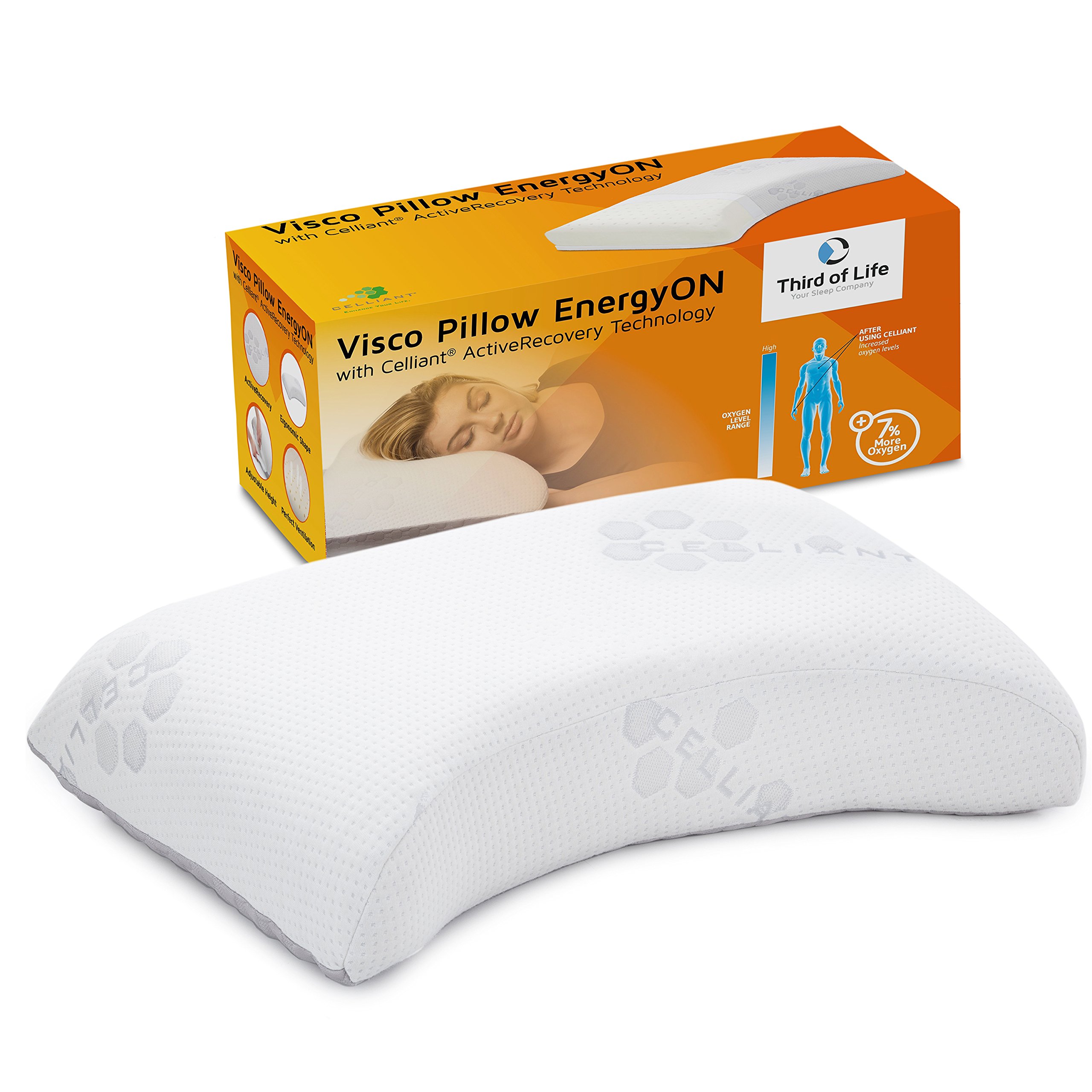 Seitenschläferkissen EnergyON | Regenerations-Nackenstützkissen mit Celliant-Tech-Bezug für mehr Erholung im Schlaf | Höhenverstellbar, klinisch getestet, ideal für Sportler und Leistungsträger