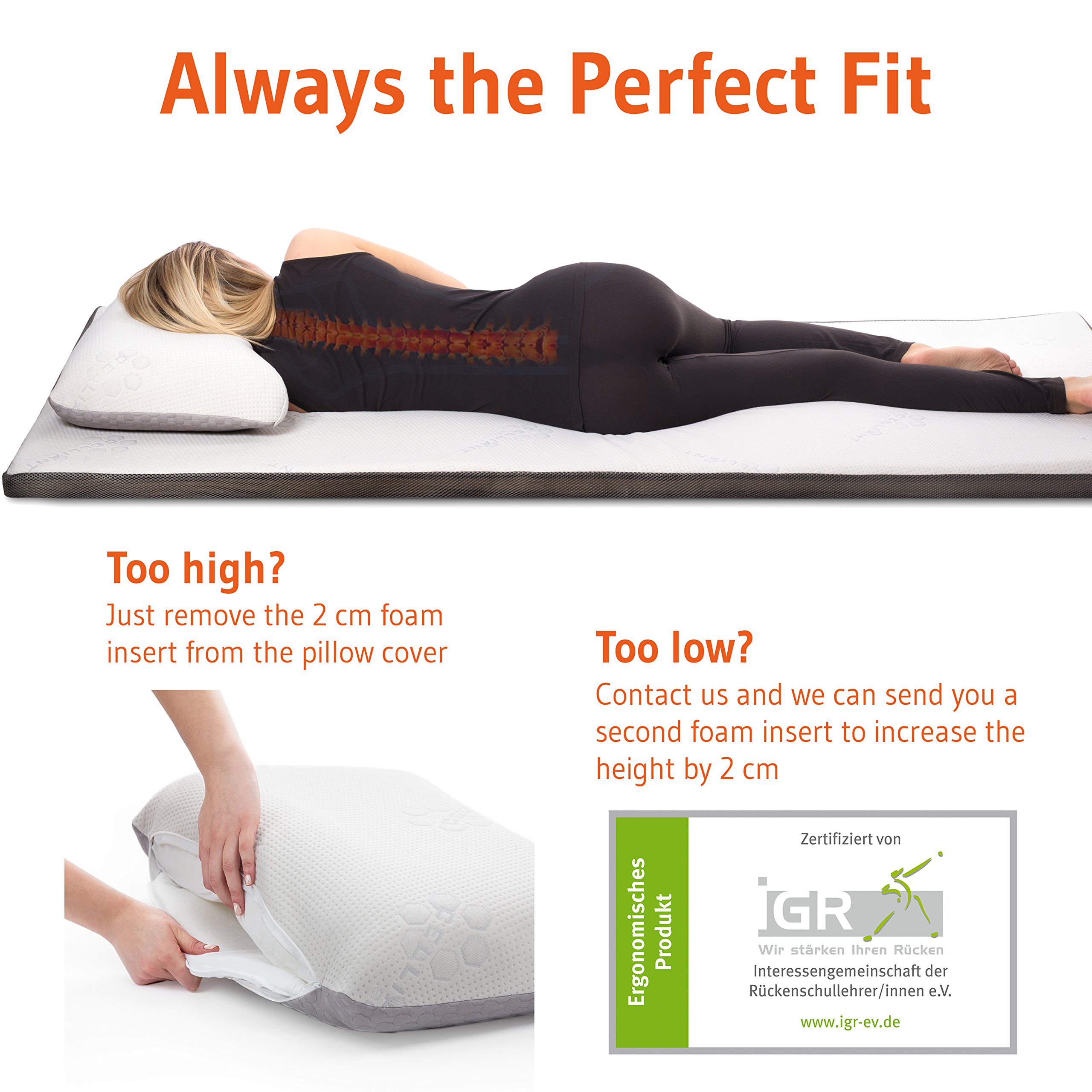 Seitenschläferkissen EnergyON | Regenerations-Nackenstützkissen mit Celliant-Tech-Bezug für mehr Erholung im Schlaf | Höhenverstellbar, klinisch getestet, ideal für Sportler und Leistungsträger - obrazek 4