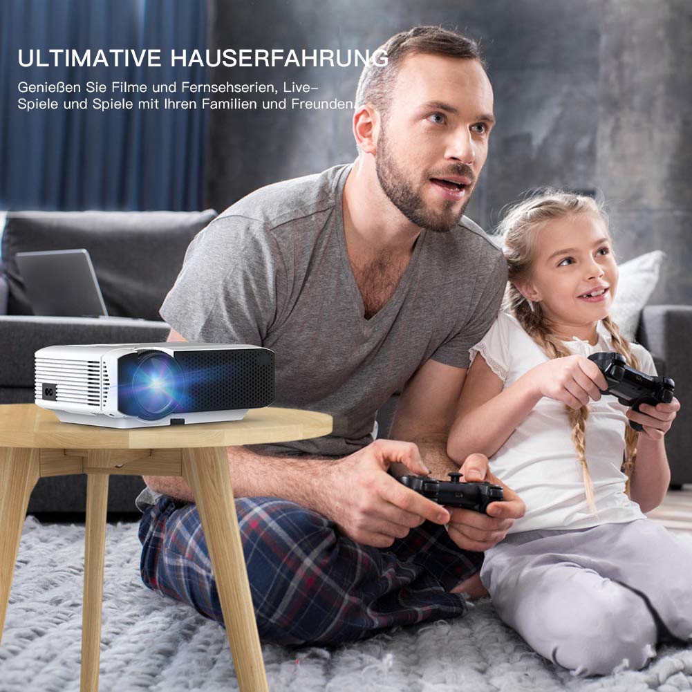 Beamer APEMAN Mini Beamer 3800 Lumen 1080P Full HD Unterstützt Aktualisierte Tragbar Projektor LED 45000 Stunden Heimkino Sport HDMI/TF/USB TV Box/Chromecast iOS/Android Handybeamer Mehrweg - obrazek 3