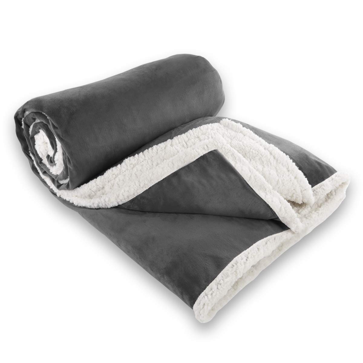 Gräfenstayn® Kuscheldecke in Lammfell-Optik - verschiedene Größen und Farben - Tagesdecke - Flanell Mikrofaser-Flausch - mit Öko-Tex Siegel "geprüftes Vertrauen" (Anthrazit, 240x220 cm) - obrazek 6