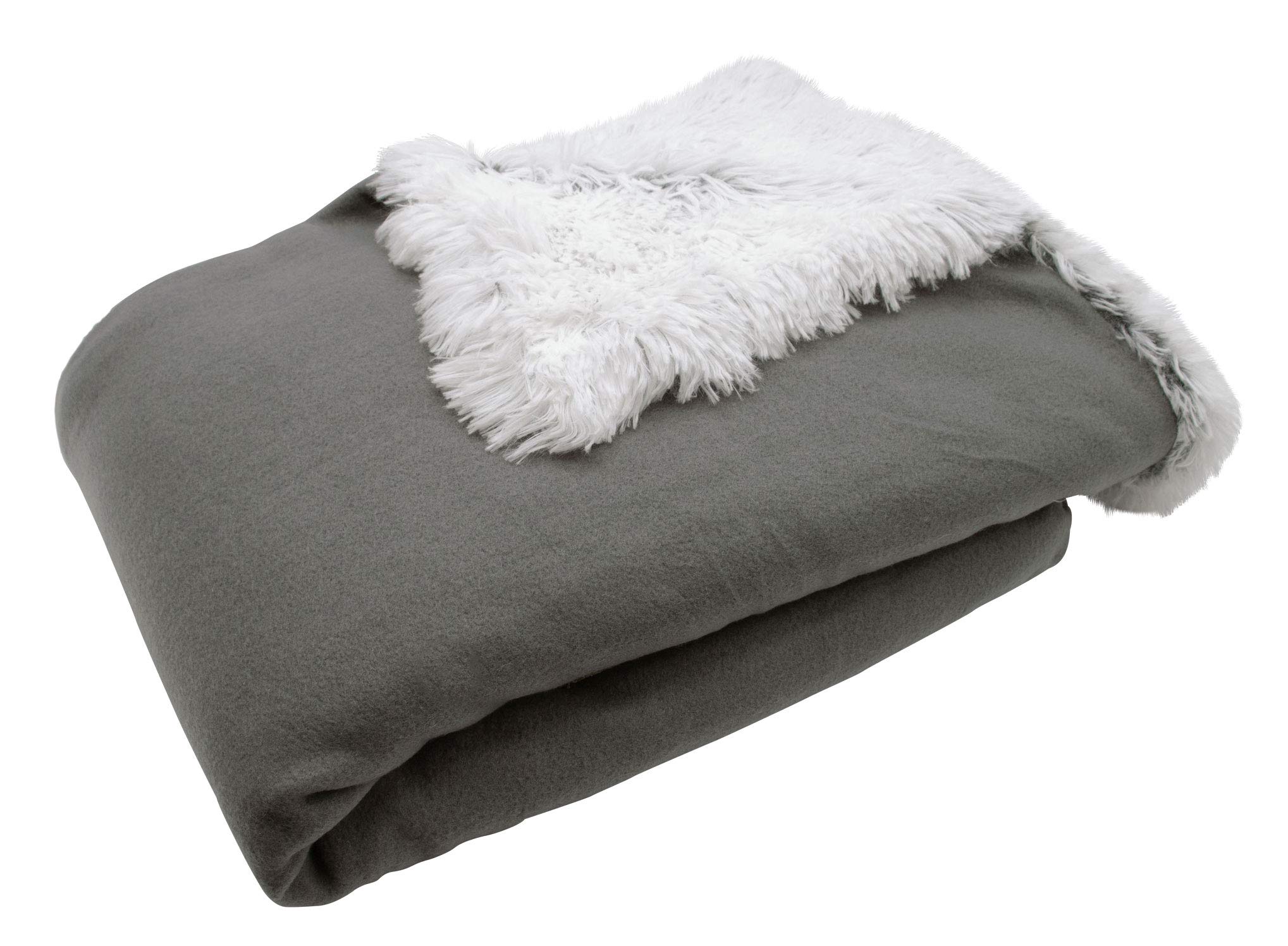 ZOLLNER Kuscheldecke 150x200 cm (weitere verfügbar), grau-weiß, Felloptik - obrazek 5