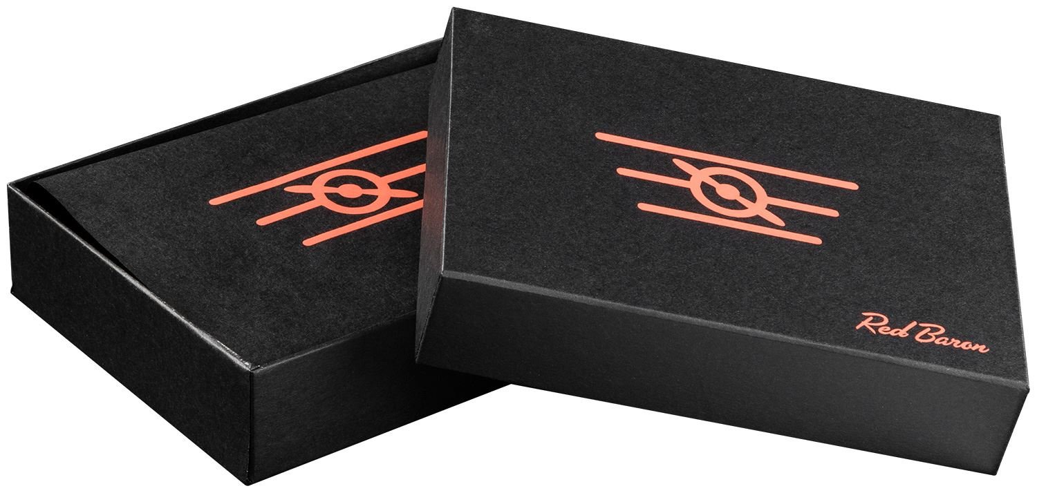 Red Baron Herren Geldbeutel aus echtem Leder mit Münzfach im Querformat Schwarz matt - Männer Geldbörse Portemonnaie - Brieftasche mit Fach für Einkaufswagenchip RB-WT-004-01 - obrazek 2