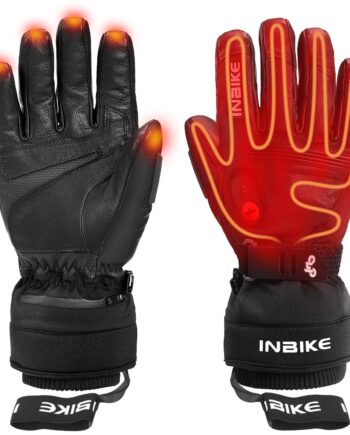 INBIKE Beheizbare Handschuhe Motorrad Akku Damen Herren Kinder Skihandschuhe Winter Beheizte Hnadschuhe mit Heizung für Winter Outdoor Sport Arbeitet bis zu 2.5-5 Stunden Schwarz M