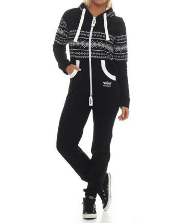 Finchgirl 33E2 Azteken FG117 Damen Jumpsuit Overall Jogging Schwarz XS