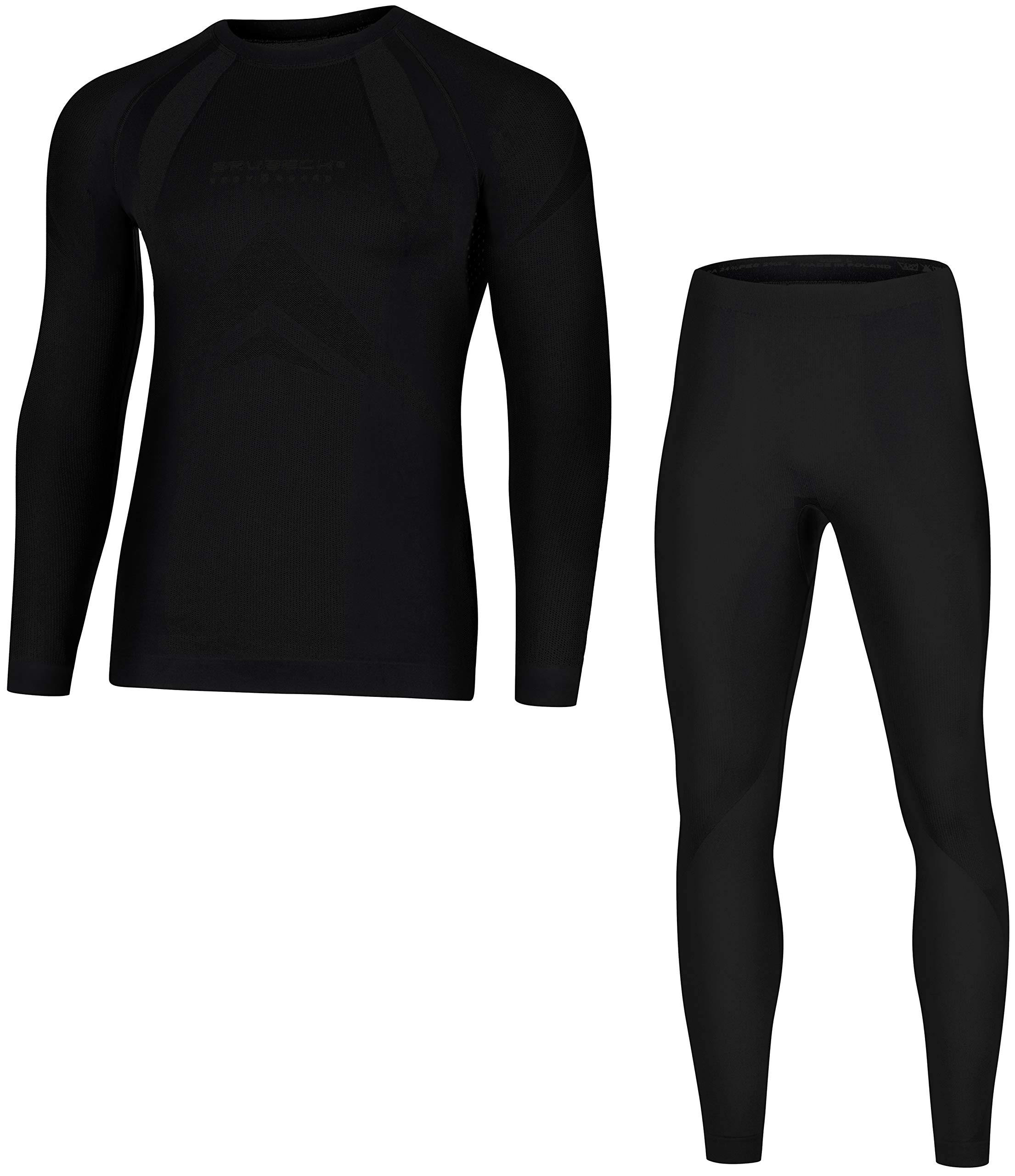 BRUBECK Dry Damen Herren Funktionsunterwäsche Lang | Ski | Motorrad | Snowboard | Radsport LS10180 + LE10160 | L | 04.Dry - Nero Absoluto