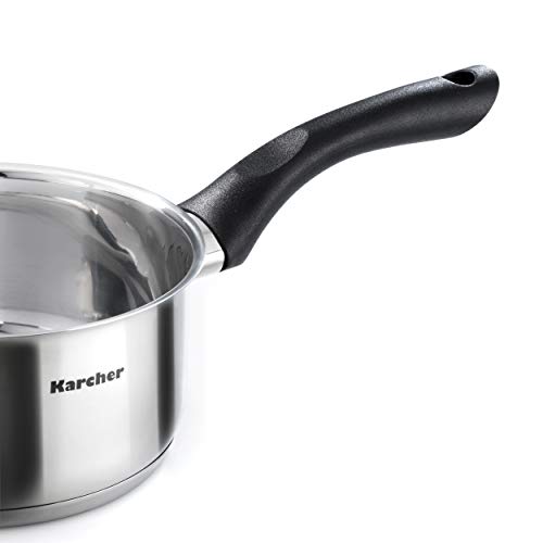 Karcher Topfset Mia aus Edelstahl, Kochgeschirr Induktion-Kochtopf-Set, Töpfe mit Glasdeckel / Pfanne / Stielkasserolle, 5-teilig - obrazek 5