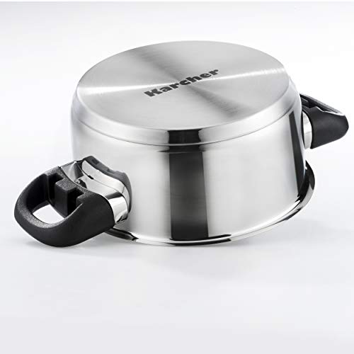 Karcher Topfset Mia aus Edelstahl, Kochgeschirr Induktion-Kochtopf-Set, Töpfe mit Glasdeckel / Pfanne / Stielkasserolle, 5-teilig - obrazek 3