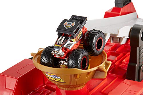 Hot Wheels GFR15 - Monster Trucks riesige 2 in 1 Crashrennen Transporter Truck und Rennbahn 1,2 m lang, Spielzeug ab 4 Jahren - obrazek 6