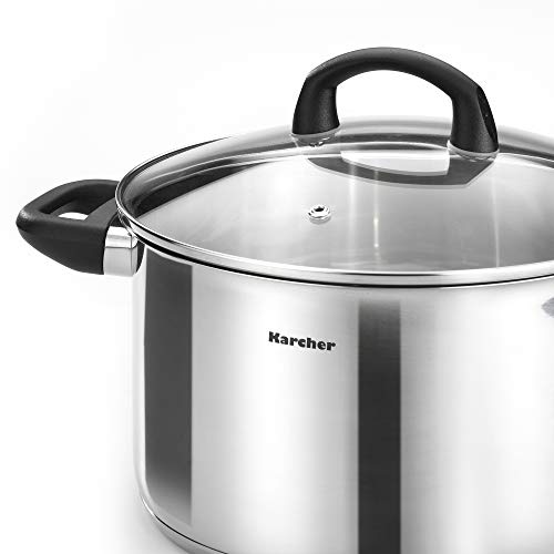 Karcher Topfset Mia aus Edelstahl, Kochgeschirr Induktion-Kochtopf-Set, Töpfe mit Glasdeckel / Pfanne / Stielkasserolle, 5-teilig - obrazek 6