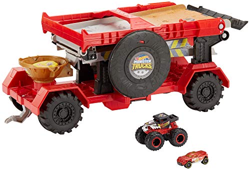 Hot Wheels GFR15 - Monster Trucks riesige 2 in 1 Crashrennen Transporter Truck und Rennbahn 1,2 m lang, Spielzeug ab 4 Jahren - obrazek 8
