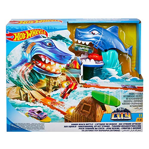 Hot Wheels FNB21 City Hai Strand Attacke Set, großes Spielset inkl. 1 Spielzeugauto und Starter, ab 5 Jahren - obrazek 4