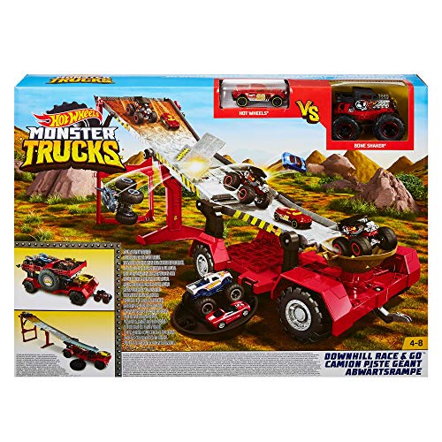 Hot Wheels GFR15 - Monster Trucks riesige 2 in 1 Crashrennen Transporter Truck und Rennbahn 1,2 m lang, Spielzeug ab 4 Jahren - obrazek 5