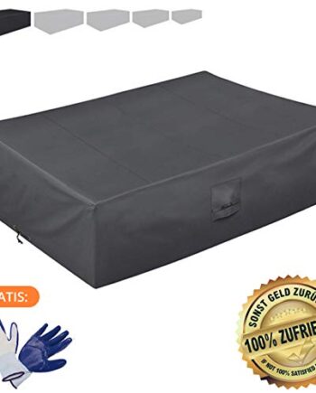 Abdeckung Schutzhülle Abdeckplane für Gartenmöbel 250*200*80 cm – PVC-beschichtet & verklebte Nähte – wasserdicht / UV-beständig / winterfest – mit Ventilationsfenster – Plus: Gartenhandschuhe gratis
