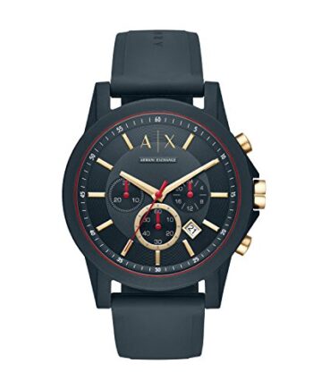 Armani Exchange Męski chronograf, zegarek silikonowy, rozmiar koperty: