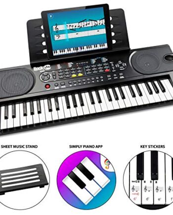 RockJam Klawiatura fortepianowa z 49 klawiszami z nutą fortepianu, nak
