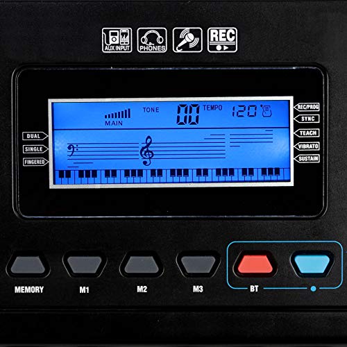 RockJam RJ461AX 61-Tasten-Alexa-tragbare digitale Klaviertastatur mit Notenständer, Netzteil, Simply Piano App und Note Key-Aufklebern, mit Alexa-Integration - obrazek 11