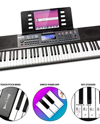 RockJam 61-klawiszowa pianino z naklejkami na nuty i lekcjami