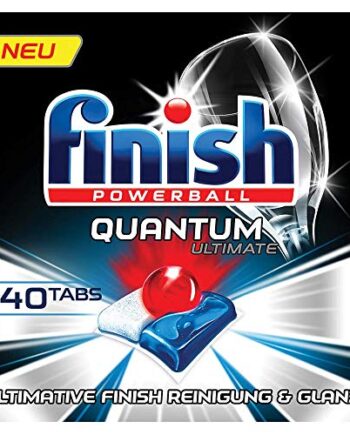 Finish Quantum Ultimate Spülmaschinentabs – Phosphatfreie Geschirrspültabs mit 3-fach Wirkung – Kraftvolle Reinigung, Fettlösekraft und Glanz – Gigapack mit 140 Finish Tabs