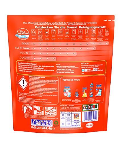Somat Spülmaschinen-Tabs 12 Gold, Jahresvorrat, Multi-Aktiv, Extra-Kraft gegen Eingebranntes, Glanz-Effekt, 176 (8 x 22) Tabs - obrazek 3