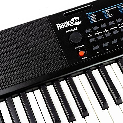 RockJam RJ461AX 61-Tasten-Alexa-tragbare digitale Klaviertastatur mit Notenständer, Netzteil, Simply Piano App und Note Key-Aufklebern, mit Alexa-Integration - obrazek 7
