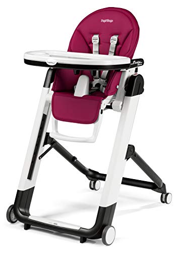 Peg Perego Siesta Follow Me - Berry - Design-Hochstuhl mit Baby-Liegefunktion und Stop&Go-System mit Memory-Funktion, Lederimitat-Bezug, magenta
