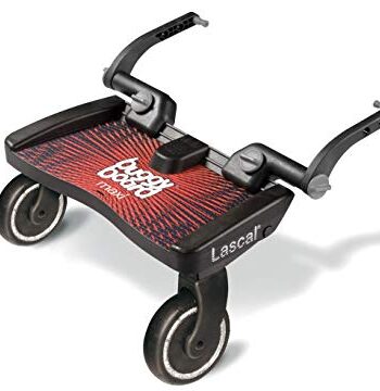 Lascal BuggyBoard Maxi, Kinderbuggy Trittbrett mit großer Stehfläche, Kinderwagen Zubehör für Kinder von 2-6 Jahren (22 kg), kompatibel mit fast jedem Buggy und Kinderwagen, rot