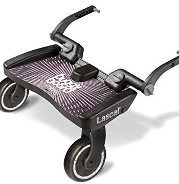 Lascal BuggyBoard Maxi, Kinderbuggy Trittbrett mit großer Stehfläche, Kinderwagen Zubehör für Kinder von 2-6 Jahren (22 kg), kompatibel mit fast jedem Buggy und Kinderwagen, schwarz
