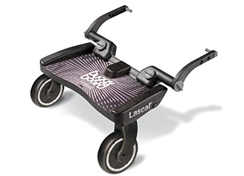 Lascal BuggyBoard Maxi, Kinderbuggy Trittbrett mit großer Stehfläche, Kinderwagen Zubehör für Kinder von 2-6 Jahren (22 kg), kompatibel mit fast jedem Buggy und Kinderwagen, schwarz