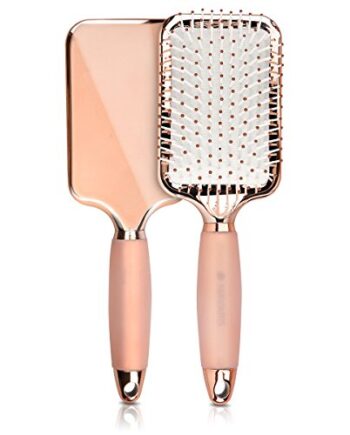 Navaris Haarbürste Rosegold mit Gel Griff - Paddle Brush für kurze & lange Haare - Zum Bürsten Föhnen - Haar Bürste in Rose Gold Metallic
