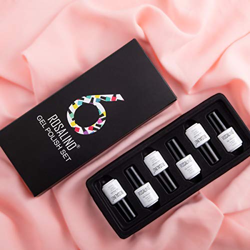 ROSALIND Żelowy Lakier do Paznokci, 6 Kolorów, Brokat Kolor Biały Czer - obrazek 6