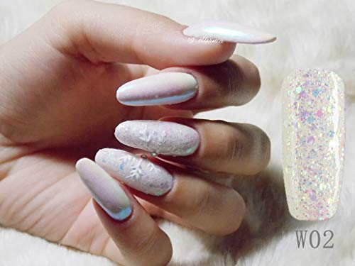 ROSALIND Żelowy Lakier do Paznokci, 6 Kolorów, Brokat Kolor Biały Czer - obrazek 3