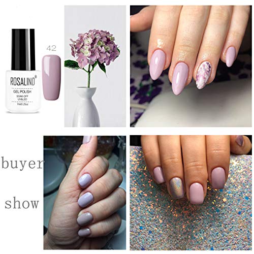 ROSALIND Żelowy Lakier do Paznokci, 6 Kolorów, Brokat Kolor Biały Czer - obrazek 4