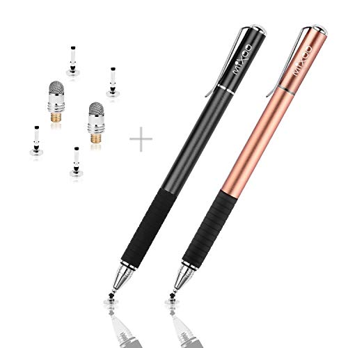 Mixoo Präzision Disc Eingabestift Touchstift Stylus 2 in 1 Kapazitive Touchscreen Stift mit 2 Fein Disc Tips, 1 Fiber Tip für Handys, Smartphones & Tablets