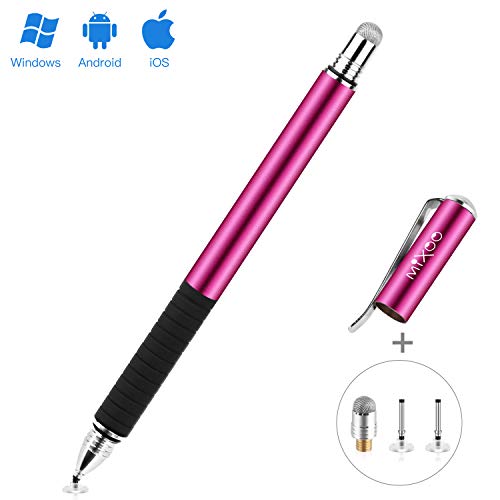 Mixoo Stift Präzision Disc Eingabestift Touchstift Stylus 2 in 1 Kapazitive Touchscreen Stift mit 2 Disc Tip, 1 Fiber Tip kompatibel für Smartphones &Tablets
