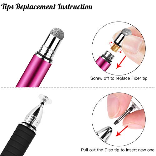 Mixoo Stift Präzision Disc Eingabestift Touchstift Stylus 2 in 1 Kapazitive Touchscreen Stift mit 2 Disc Tip, 1 Fiber Tip kompatibel für Smartphones &Tablets - obrazek 4
