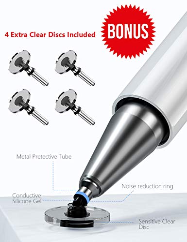 Stift Stylus Eingabestift Pen Pencil Touchstift Kompatibel Für Apple IPad Pro Mini Air Tablets Touchscreen iPhone Surface Samsung Präzision Kapazitive Laptop Tablet Galaxy Tab Disc (White) - obrazek 4